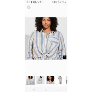 NWT TORRID Lizzie Washable Crinkle Gauze Button Up Long Sleeve Shirt Sz 3